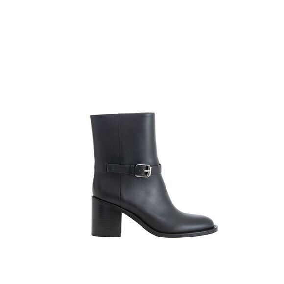 Burberry Leather Buckle Boots MidCalf Style Women Black
